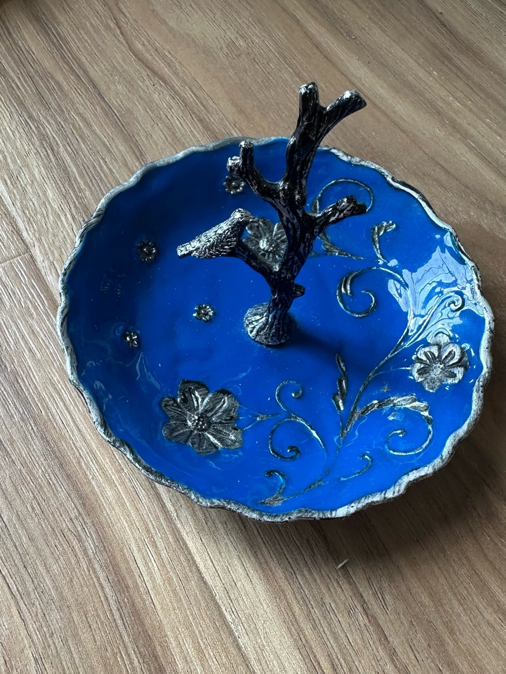 Cynthia Rowley Blue Floral Ring Tree Jewelry Dish